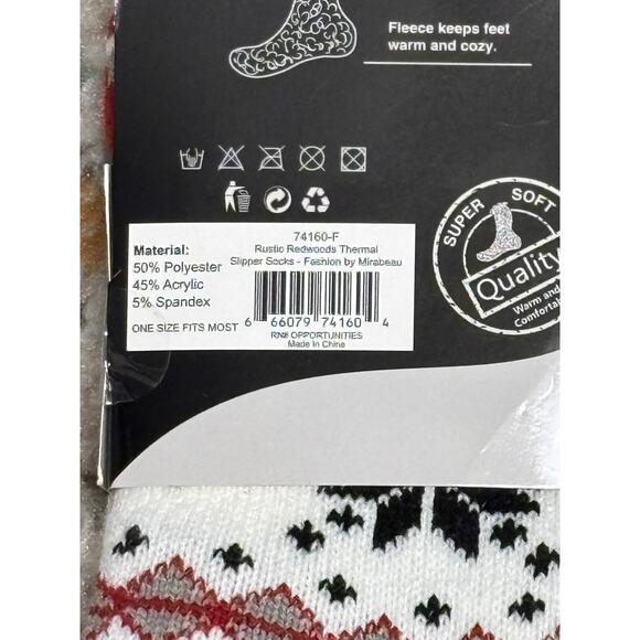 Fashion by Mirabeau Rustic Redwoods Sherpa Thermal Slipper Socks Black Soft OS - Picture 4 of 5